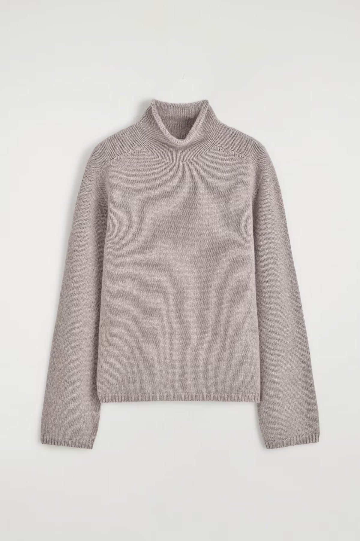 Taupe Ribbed Mock-Neck Sweater
