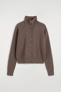 Mocha Button-Front Turtleneck Cardigan
