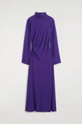 Purple Mock-Neck Midi Dress