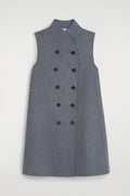 Grey Double-Breasted Sleeveless Vest Dress