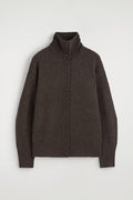 Espresso Brown Button-Front Turtleneck Cardigan