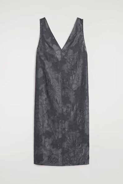 Charcoal V-Neck Sleeveless Midi Dress
